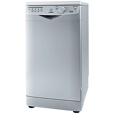 Indesit DSR15B Freestanding Slimline Dishwasher, White Indesit DSR15B Freestanding Slimline Dishwasher, White